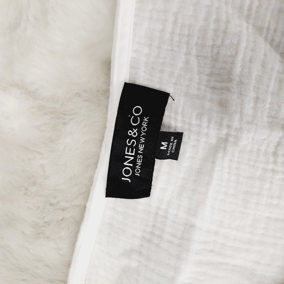 Jones & Co White Crewneck Long Sleeves Pockets Cotton Tunic Top P6930 - Picture 5 of 7